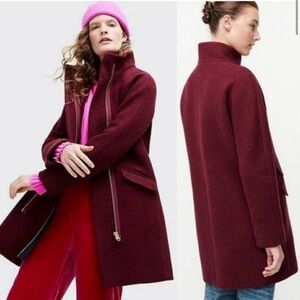 J. Crew || Cocoon Coat in Italian Stadium-cloth Wool Burgundy 6 Petite 6P